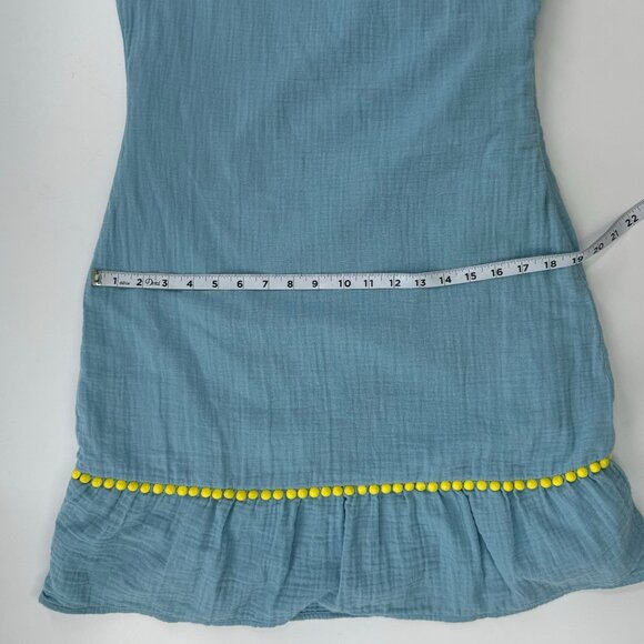 Boden Women's Bernadette Embroidered Blue Cotton Tunic Dress Yellow Trim Size 6 - Picture 9 of 10